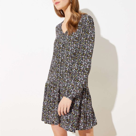 NWT LOFT Floral Button Flippy Dress - Picture 1 of 4